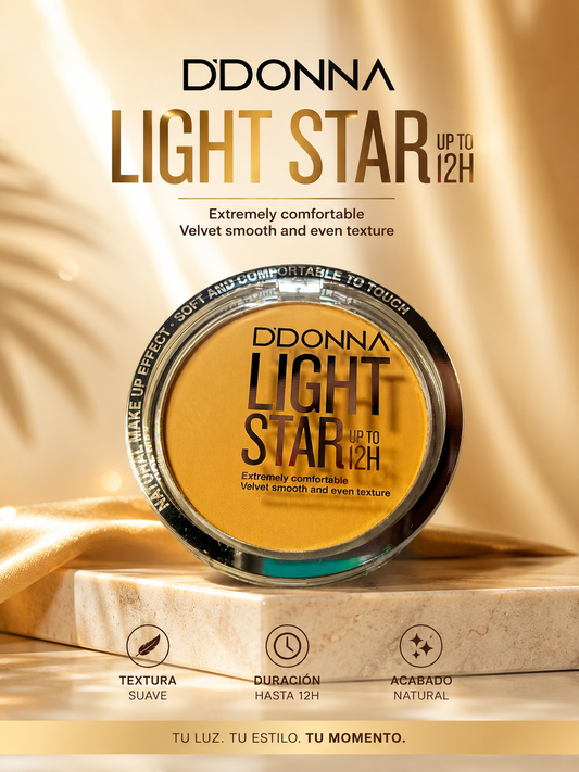 Polvo Compacto Donna Light Star – Cobertura Natural Mate 12H