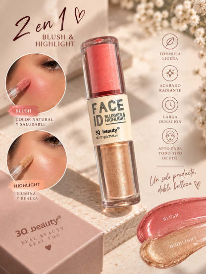 Blush & Highlighter 2 en 1 Face ID – 3Q Beauty
