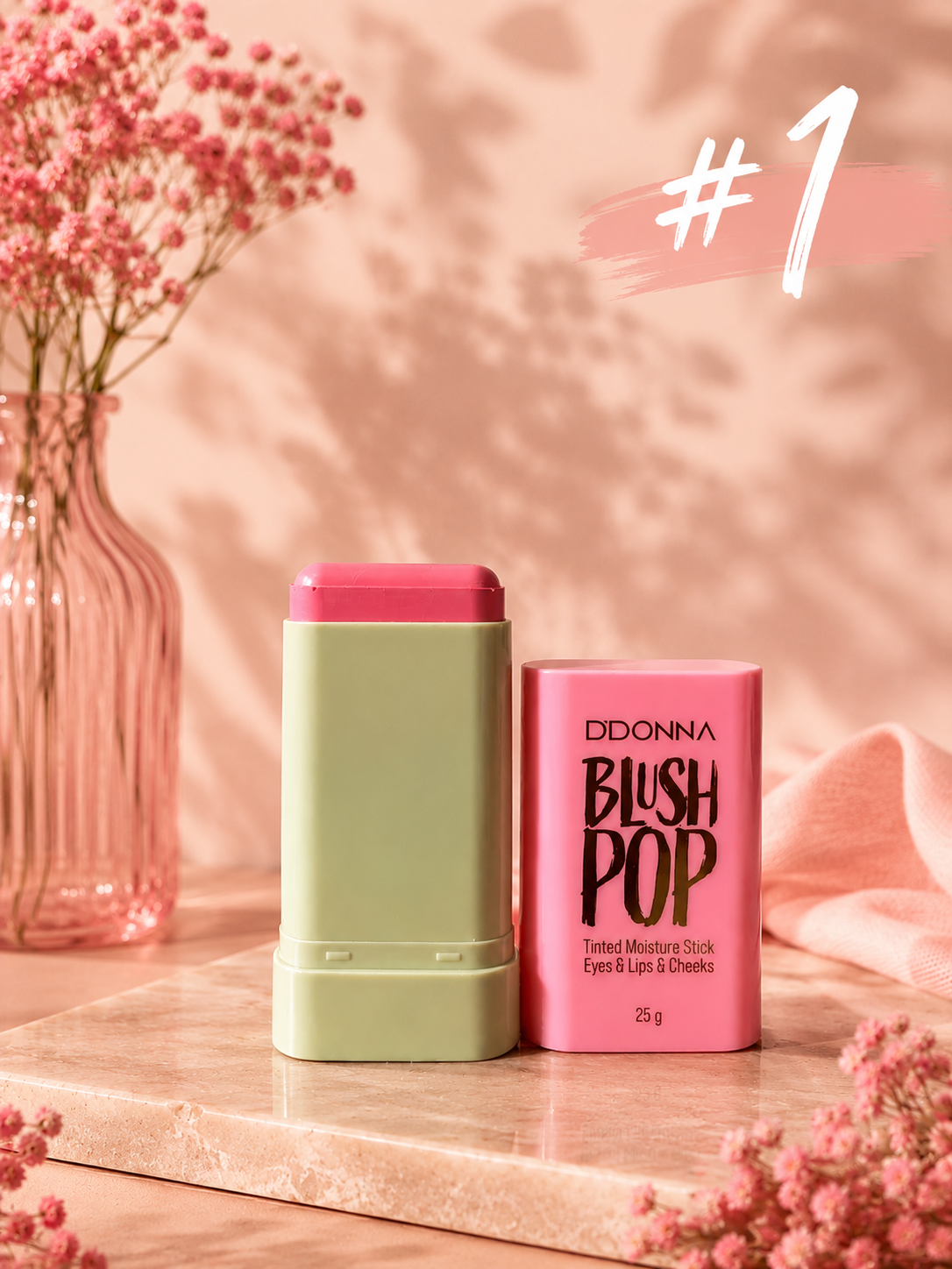 Blush Pop DDONNA 3 en 1 | Stick para Labios, Mejillas y Ojos | Waterproof