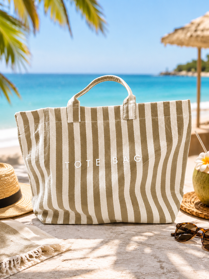 Bolso Tote Rayas Chic – Grande, Ligero y Multifuncional