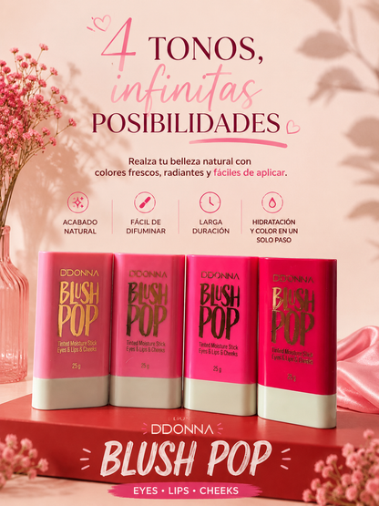 Blush Pop DDONNA 3 en 1 | Stick para Labios, Mejillas y Ojos | Waterproof