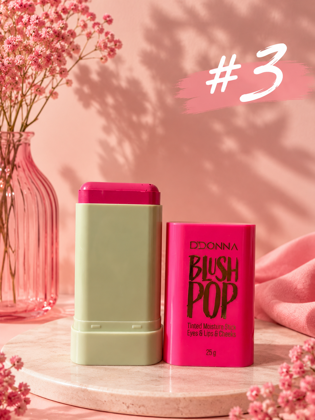 Blush Pop DDONNA 3 en 1 | Stick para Labios, Mejillas y Ojos | Waterproof