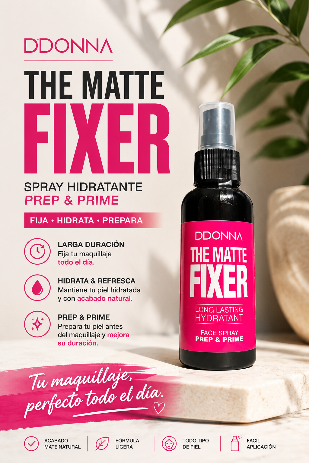 DDONNA Matte Fixer – Spray Fijador Hidratante